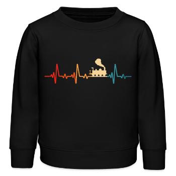 modelleisenbahn retro eisenbahn lokomotive - Kinder Organic Sweatshirt Mini Changer von Stanley/Stella - Schwarz - Vorne - AI Model Kid Male (0cm)