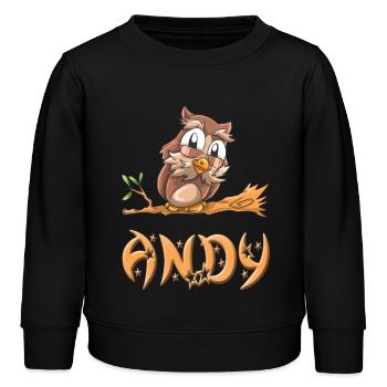 Eule Andy - Kinder Organic Sweatshirt Mini Changer von Stanley/Stella - Schwarz - Vorne - AI Model Kid Male (0cm)