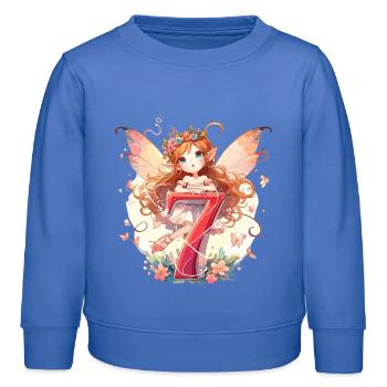 7 Years Fairy Elf Birthday Gift - Kids Organic Sweatshirt by Stanley/Stella - carolina blue - Front - AI Model Kid Female (0cm)