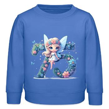 75 Years Fairy Elf Birthday Anniversary Gift - Kids Organic Sweatshirt by Stanley/Stella - carolina blue - Front - AI Model Kid Female (0cm)