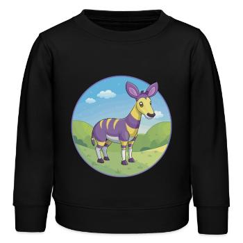Okapi Niedliche Kawaii Cartoon Clipart Tier Haustier - Kinder Organic Sweatshirt Mini Changer von Stanley/Stella - Schwarz - Vorne - AI Model Kid Male (0cm)