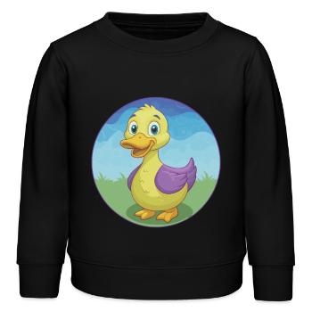 canard mignon kawaii dessin animé clipart animal de compagnie - Sweat enfant bio Stanley/Stella - noir - Devant - AI Model Kid Male (0cm)