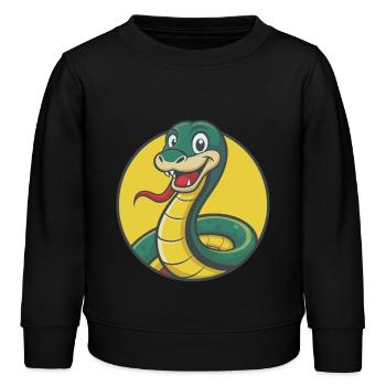 Serpent Mignon Kawaii Dessin animé Clipart Animal de compagnie - Sweat enfant bio Stanley/Stella - noir - Devant - AI Model Kid Male (0cm)