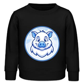Wildschwein Blau Kawaii Cartoon Figur Clipart Haustier - Kinder Organic Sweatshirt Mini Changer von Stanley/Stella - Schwarz - Vorne - AI Model Kid Male (0cm)