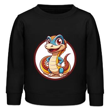 Basilisk Lustige Kawaii Cartoon Clipart Tier Haustier - Kinder Organic Sweatshirt Mini Changer von Stanley/Stella - Schwarz - Vorne - AI Model Kid Male (0cm)