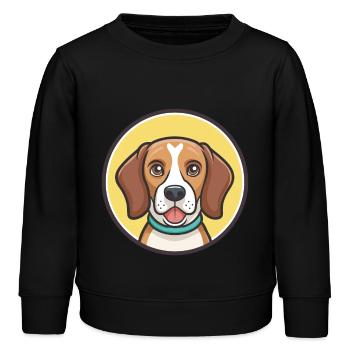 Beagle Harrier Hunderasse Cartoon Kawaii Clipart - Kinder Organic Sweatshirt Mini Changer von Stanley/Stella - Schwarz - Vorne - AI Model Kid Male (0cm)