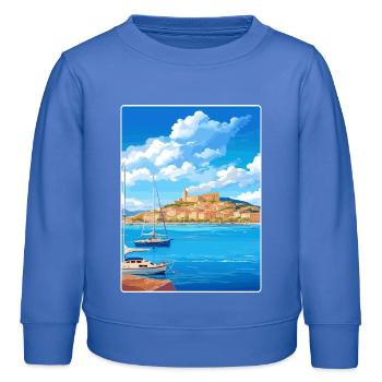 Saint Tropez Frankreich Vintage Reiseposter Souvenir - Kinder Organic Sweatshirt Mini Changer von Stanley/Stella - carolina Blue - Vorne - AI Model Kid Female (0cm)