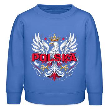 Pologne Polska polonais rouge blanc aigle couronne offert - Sweat enfant bio Stanley/Stella - carolina blue - Devant - AI Model Kid Female (0cm)