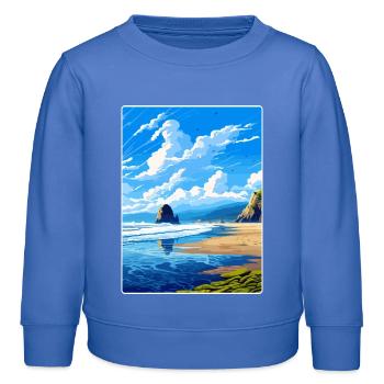 Cannon Beach Oregon Vintage Reiseposter Souvenir - Kinder Organic Sweatshirt Mini Changer von Stanley/Stella - carolina Blue - Vorne - AI Model Kid Female (0cm)