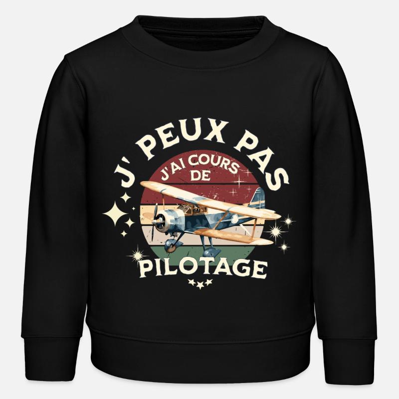 I can't I have flying lessons - Kids Organic Sweatshirt by Stanley/Stella - black