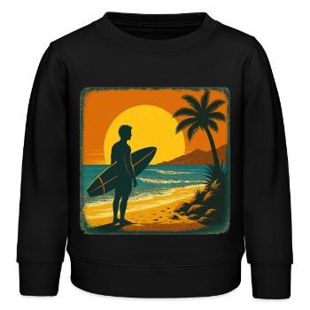 Surfer Surfen Cool Retro Surfer Vintage Surf - Kids Organic Sweatshirt by Stanley/Stella - black - Front - AI Model Kid Male (0cm)