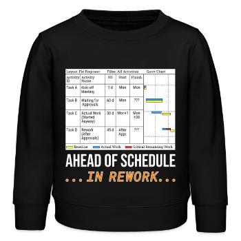 Dem Zeitplan voraus... In Überarbeitung (lustiges Gantt-Diagramm) - Kinder Organic Sweatshirt Mini Changer von Stanley/Stella - Schwarz - Vorne - AI Model Kid Male (0cm)