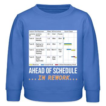 Dem Zeitplan voraus... In Überarbeitung (lustiges Gantt-Diagramm) - Kinder Organic Sweatshirt Mini Changer von Stanley/Stella - carolina Blue - Vorne - AI Model Kid Female (0cm)