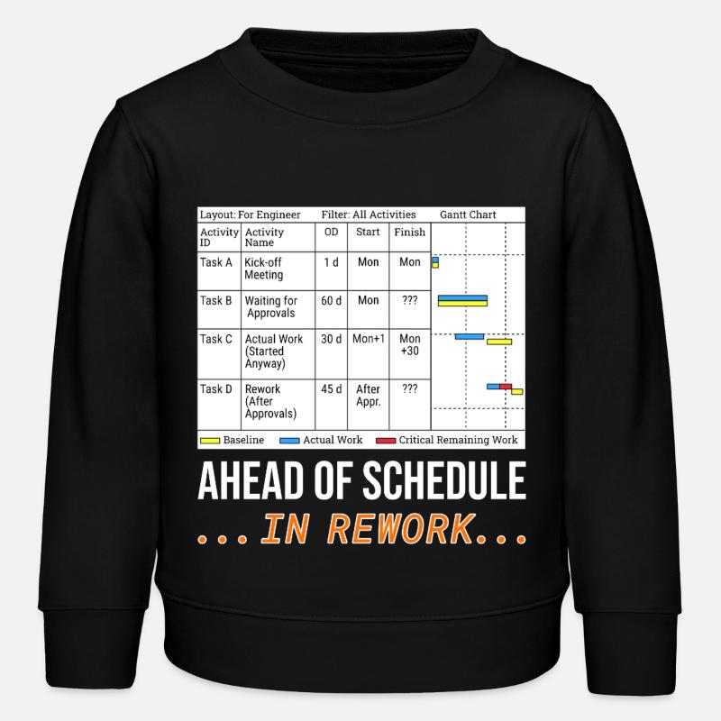 Dem Zeitplan voraus... In Überarbeitung (lustiges Gantt-Diagramm) - Kinder Organic Sweatshirt Mini Changer von Stanley/Stella - Schwarz