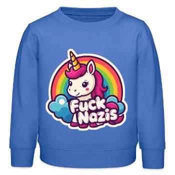 Unicorn Against Nazis Rainbow Unicorn - Kids Organic Sweatshirt by Stanley/Stella - carolina blue - Front - AI Model Kid Female (0cm)