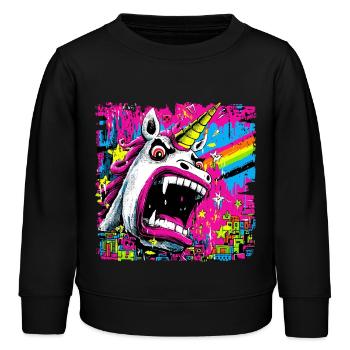 Angry Unicorn - Kids Organic Sweatshirt by Stanley/Stella - black - Front - AI Model Kid Male (0cm)