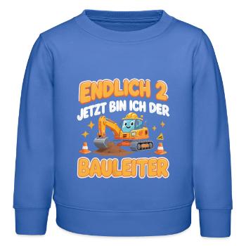 Kids 2nd Birthday Boy Excavator Construction Work - Kids Organic Sweatshirt by Stanley/Stella - carolina blue - Front - AI Model Kid Female (0cm)