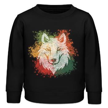 Zentangle Wolf - Kinder Organic Sweatshirt Mini Changer von Stanley/Stella - Schwarz - Vorne - AI Model Kid Male (0cm)