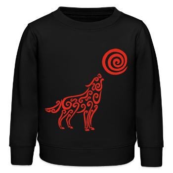 Der Wolf und der rote Mond - Kinder Organic Sweatshirt Mini Changer von Stanley/Stella - Schwarz - Vorne - AI Model Kid Male (0cm)