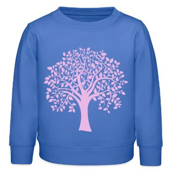 Silhouette à motif d’arbre jumbo violet - Sweat enfant bio Stanley/Stella - carolina blue - Devant - AI Model Kid Female (0cm)