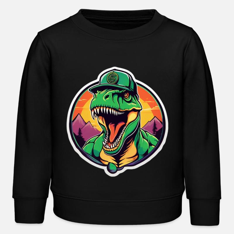 T-Rex Retro Sunset Cap - Kids Organic Sweatshirt by Stanley/Stella - black