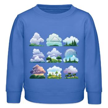 Cloudscapes Cartoon Set - Kids Organic Sweatshirt by Stanley/Stella - carolina blue - Front - AI Model Kid Female (0cm)