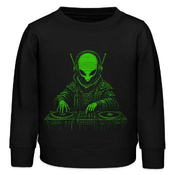 Space DJ – Perfekt für Techno und Rave Fans - Kinder Organic Sweatshirt Mini Changer von Stanley/Stella - Schwarz - Vorne - AI Model Kid Male (0cm)