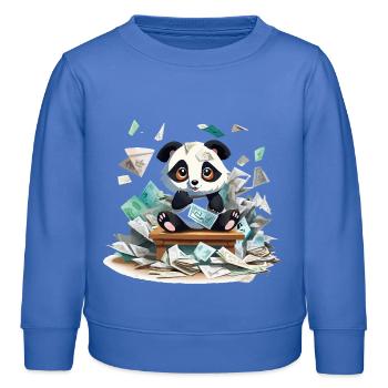 Panda Geldregen am Tisch - Kinder Organic Sweatshirt Mini Changer von Stanley/Stella - carolina Blue - Vorne - AI Model Kid Female (0cm)