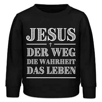 Jesus Der Weg Die Wahrheit Das Leben - Kinder Organic Sweatshirt Mini Changer von Stanley/Stella - Schwarz - Vorne - AI Model Kid Male (0cm)
