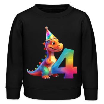 DINO 4 JAHRE DINOSAURIER 4. GEBURTSTAG - Kinder Organic Sweatshirt Mini Changer von Stanley/Stella - Schwarz - Vorne - AI Model Kid Male (0cm)