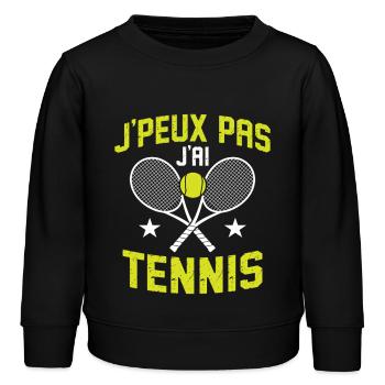 J'Peux pas j'ai Tennis Cadeau Tennis Homme Femme - Sweat enfant bio Stanley/Stella - noir - Devant - AI Model Kid Male (0cm)