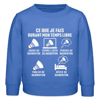 jouer au badminton - Sweat enfant bio Stanley/Stella - carolina blue - Devant - AI Model Kid Female (0cm)