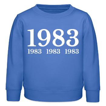 1983 - Kids Organic Sweatshirt by Stanley/Stella - carolina blue - Front - AI Model Kid Female (0cm)