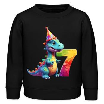 DINO 7 JAHRE DINOSAURIER 7. GEBURTSTAG - Kinder Organic Sweatshirt Mini Changer von Stanley/Stella - Schwarz - Vorne - AI Model Kid Male (0cm)