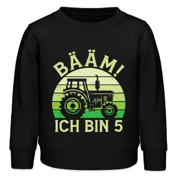 Ich bin 5 Jahre Drei Junge 5. Geburtstag Traktor - Kinder Organic Sweatshirt Mini Changer von Stanley/Stella - Schwarz - Vorne - AI Model Kid Male (0cm)