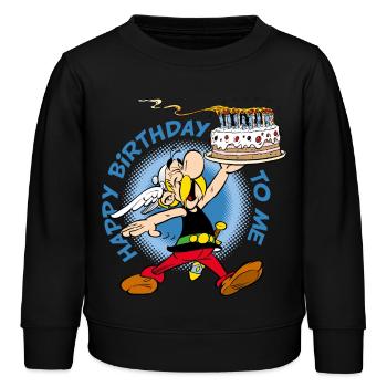 Asterix & Obelix Asterix Alles Gute Zum Geburtstag - Kinder Organic Sweatshirt Mini Changer von Stanley/Stella - Schwarz - Vorne - AI Model Kid Male (0cm)