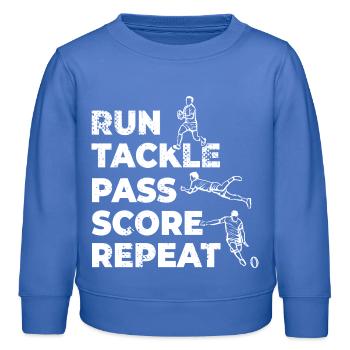 Rugby players schedule - Kids Organic Sweatshirt by Stanley/Stella - carolina blue - Front - AI Model Kid Female (0cm)