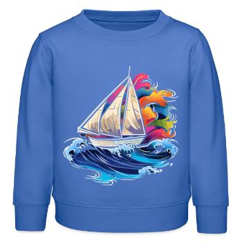 Sailing Synthwave - Kids Organic Sweatshirt by Stanley/Stella - carolina blue - Front - AI Model Kid Female (0cm)