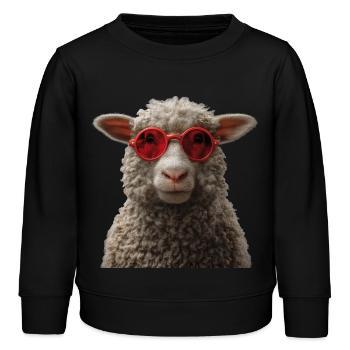 Schaf mit Sonnebrille - Kinder Organic Sweatshirt Mini Changer von Stanley/Stella - Schwarz - Vorne - AI Model Kid Male (0cm)