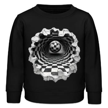 Illusion d’optique - Sweat enfant bio Stanley/Stella - noir - Devant - AI Model Kid Male (0cm)