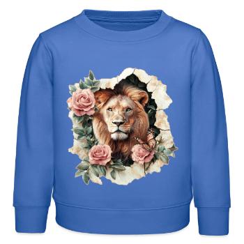 Lion - Sweat enfant bio Stanley/Stella - carolina blue - Devant - AI Model Kid Female (0cm)