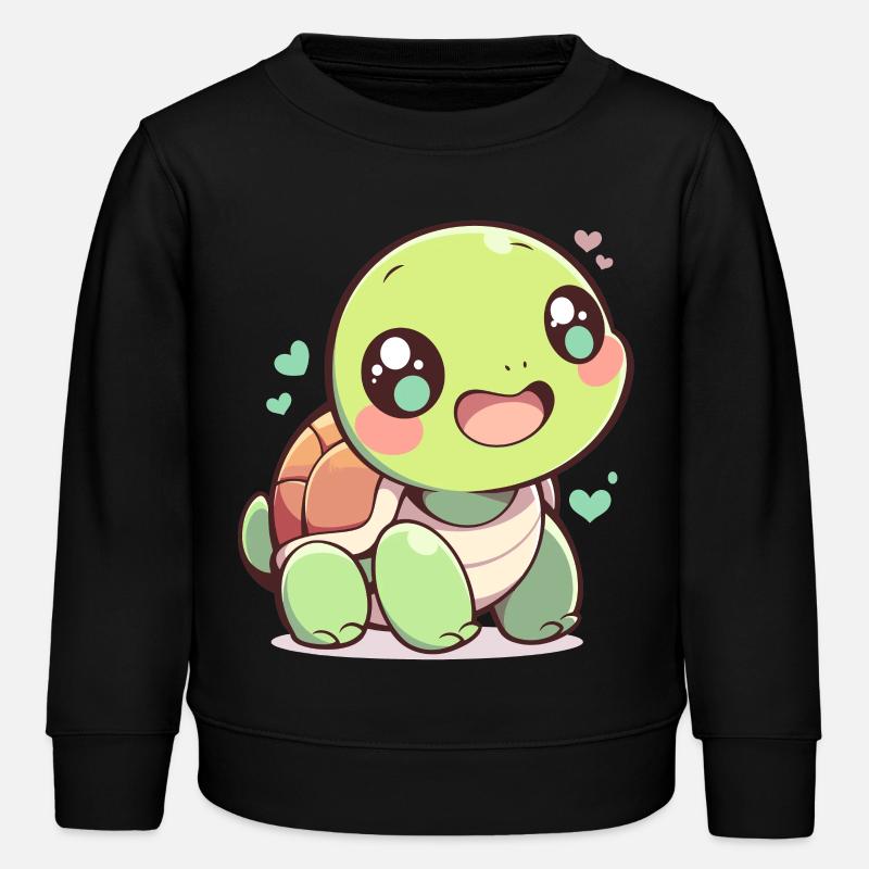 Une tortue chibi joyeuse - Sweat enfant bio Stanley/Stella - noir
