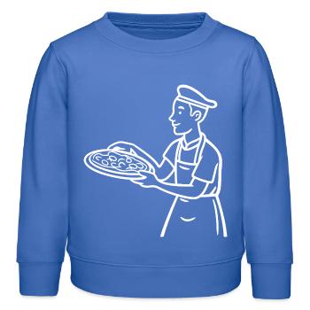 Pizza Baker Drawing - Kids Organic Sweatshirt by Stanley/Stella - carolina blue - Front - AI Model Kid Female (0cm)