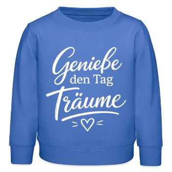 Genieße den Tag Träume - Kinder Organic Sweatshirt Mini Changer von Stanley/Stella - carolina Blue - Vorne - AI Model Kid Female (0cm)