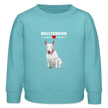 Bull terrier - Sweat enfant bio Stanley/Stella - turquoise pastel - Devant - AI Model Kid Female (0cm)