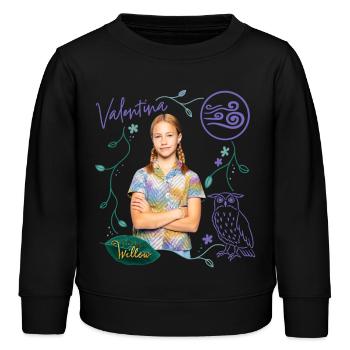 "Ein Mädchen Namens Willow" Valentina Und Eule - Kinder Organic Sweatshirt Mini Changer von Stanley/Stella - Schwarz - Vorne - AI Model Kid Male (0cm)