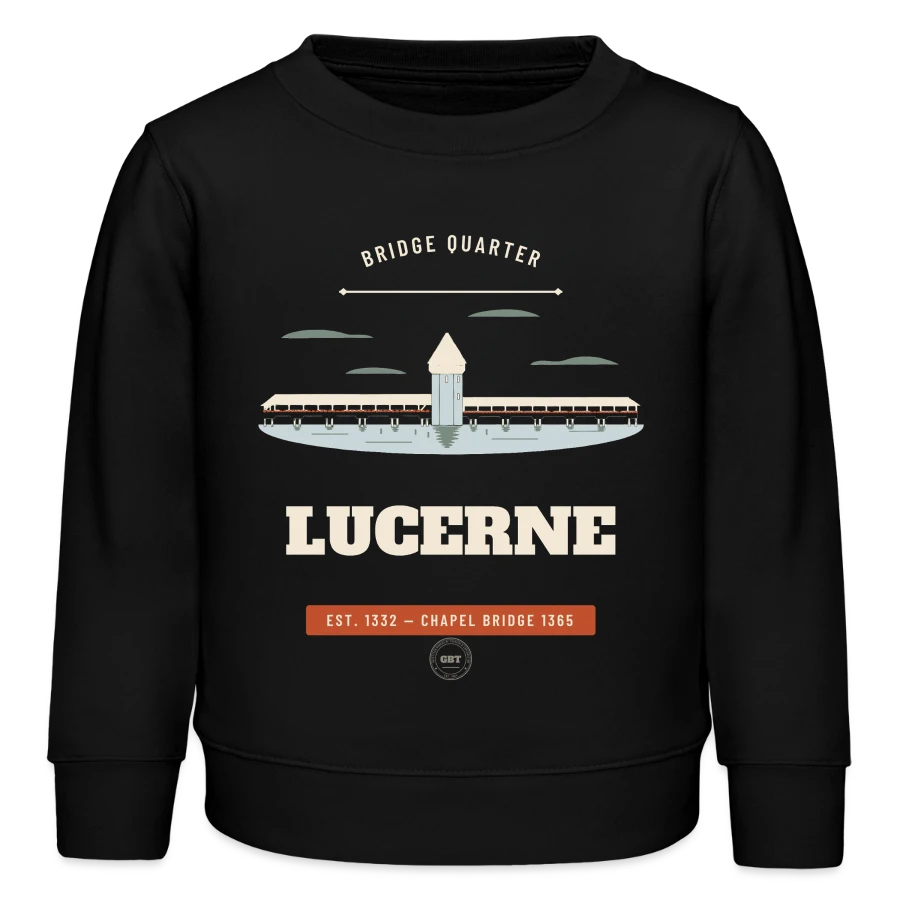 Lucerne-märke på en kids organic sweatshirt by stanley/stella, black