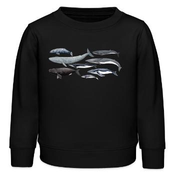 Wale - Wale - Baleines - Mysticeti - Kinder Organic Sweatshirt Mini Changer von Stanley/Stella - Schwarz - Vorne - AI Model Kid Male (0cm)