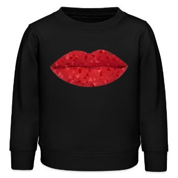 Lèvres Géométriques Rouge Intense - Sweat enfant bio Stanley/Stella - noir - Devant - AI Model Kid Male (0cm)