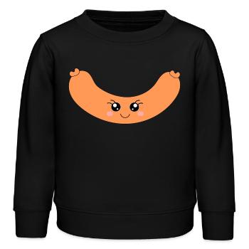 Kawaii Hotdog Wurst - Kinder Organic Sweatshirt Mini Changer von Stanley/Stella - Schwarz - Vorne - AI Model Kid Male (0cm)